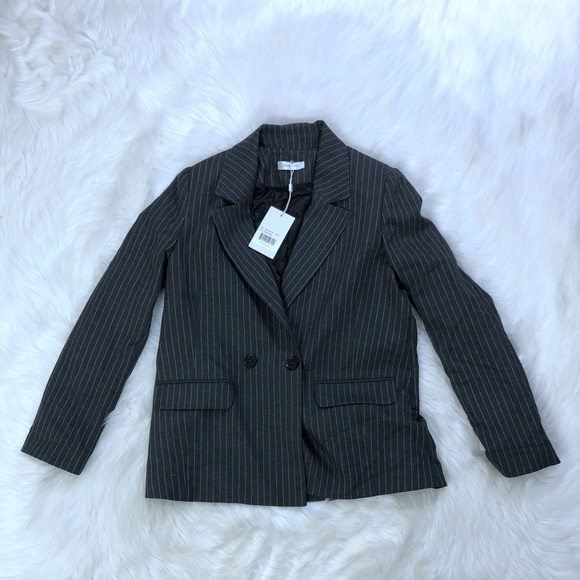 NWT Anine Bing Becky Pinstriped Single-Button Blazer - Picture 5 of 6